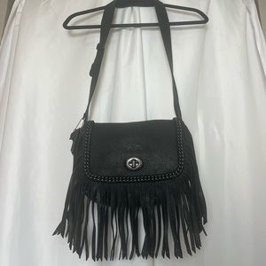 Coach Dakota Fringe Black Leather Crossbody Bag
